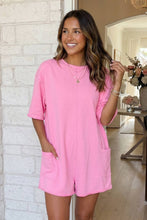Load image into Gallery viewer, Solid Color Raw Edge Pocketed Loose Romper