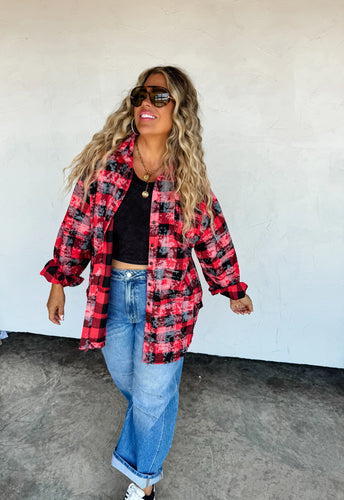 Bleached Plaid Top