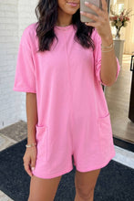 Load image into Gallery viewer, Solid Color Raw Edge Pocketed Loose Romper