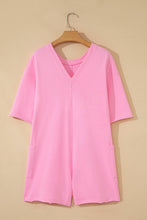 Load image into Gallery viewer, Solid Color Raw Edge Pocketed Loose Romper